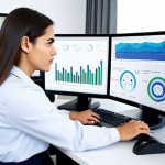**

"A professional Business Analyst, fully clothed in modest business attire, working at a clean, modern desk in a bright, open-plan office.  She is analyzing data on a large monitor, with charts and graphs visible.  She has a focused, intelligent expression. Safe for work, appropriate content, perfect anatomy, natural proportions, well-formed hands, proper finger count, professional, family-friendly, high-quality."

**
