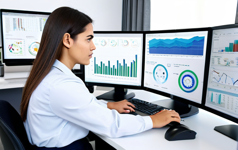 **

"A professional Business Analyst, fully clothed in modest business attire, working at a clean, modern desk in a bright, open-plan office.  She is analyzing data on a large monitor, with charts and graphs visible.  She has a focused, intelligent expression. Safe for work, appropriate content, perfect anatomy, natural proportions, well-formed hands, proper finger count, professional, family-friendly, high-quality."

**