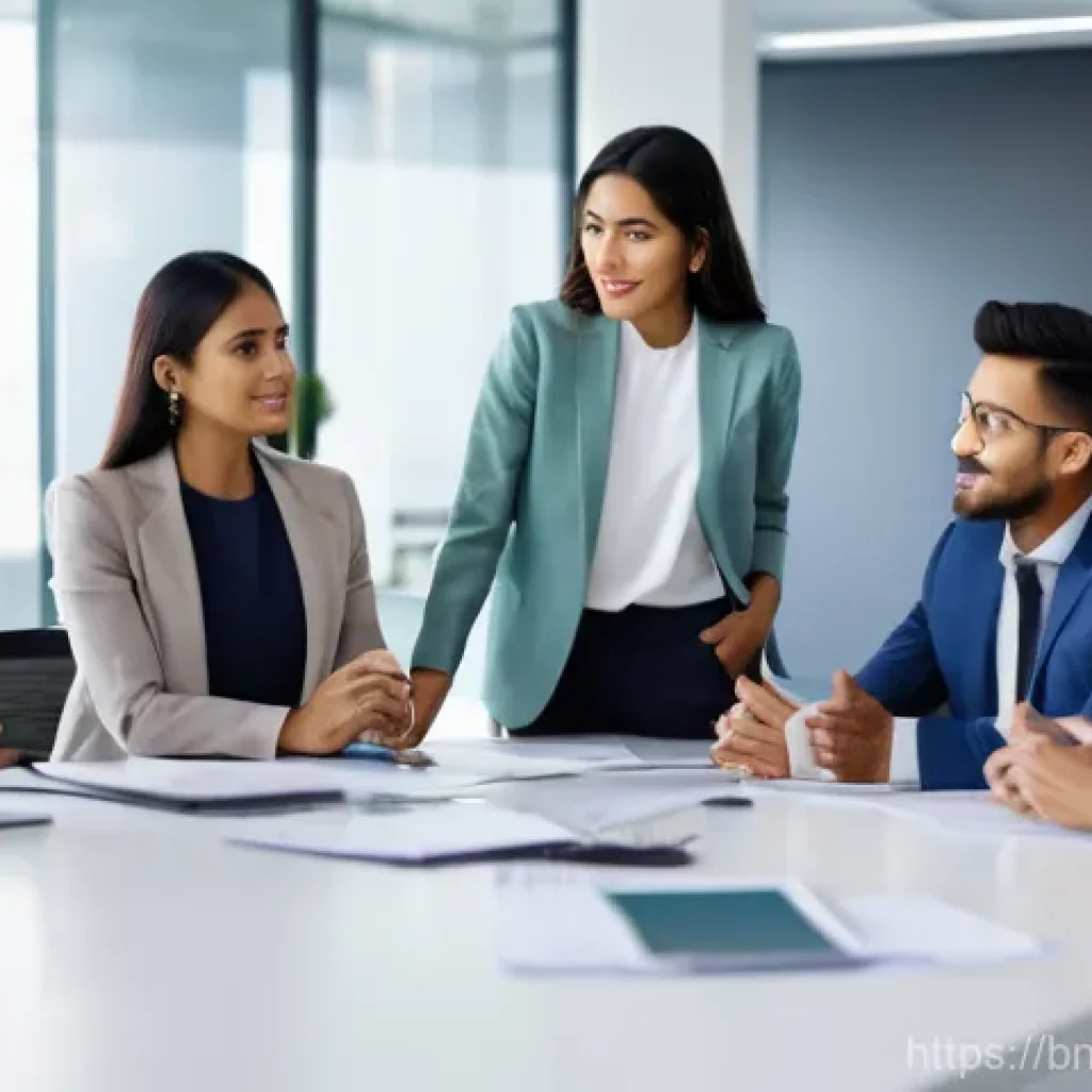 비즈니스 애널리스트 면접 팁 - **Prompt: "A diverse group of business professionals, including a female Business Analyst of South A...