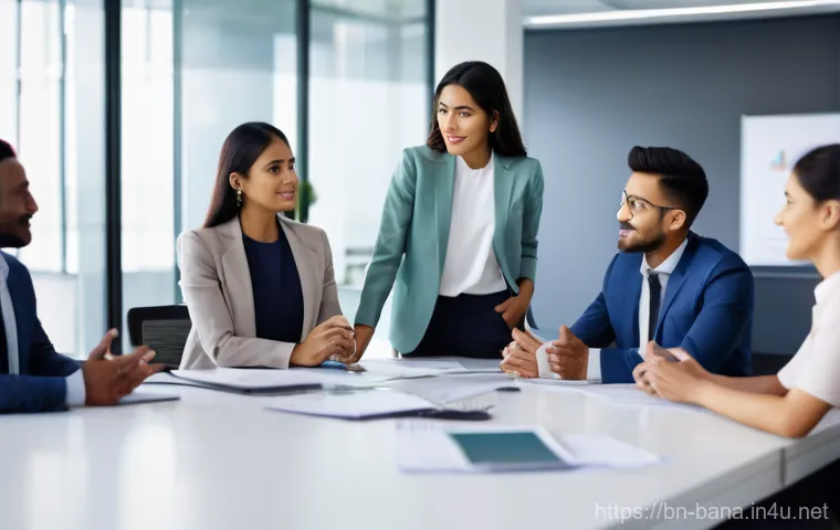 비즈니스 애널리스트 면접 팁 - **Prompt: "A diverse group of business professionals, including a female Business Analyst of South A...