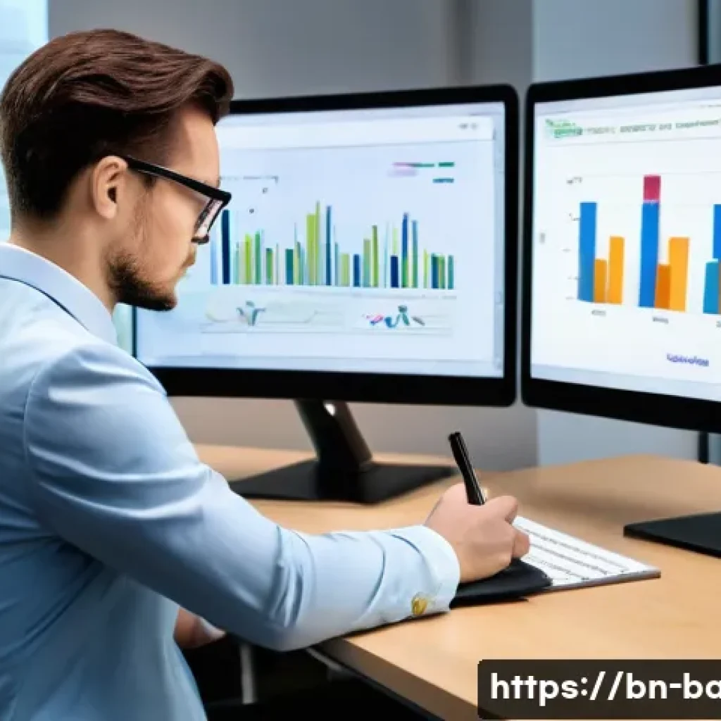 비즈니스 애널리스트 실습 자료 - **Image Prompt 1: Data Analysis and Problem Solving with Modern Tools**
    A gender-neutral busines...