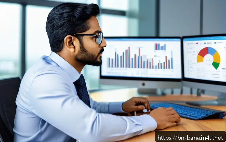 비즈니스 애널리스트 연봉 정보 - A professional Bengali business analyst in a modern office setting, wearing smart casual attire with...